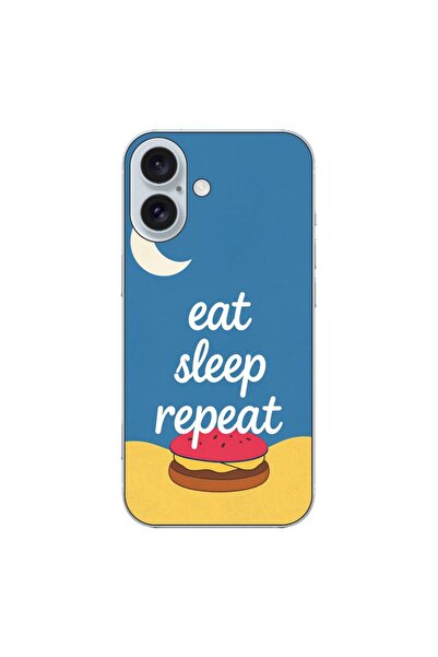 OEM Case compatible with Apple iPhone 16 Silicone Gel Tpu Pattern Eat Sleep R...