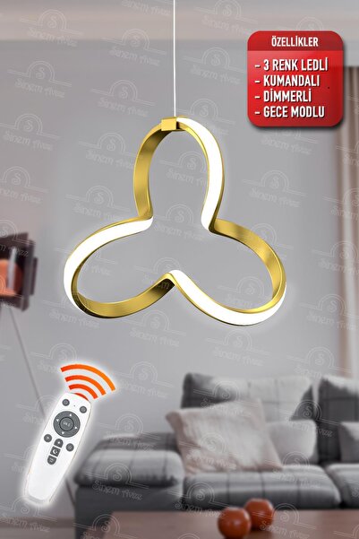 Elektroyou Malta Eskitme Kumandalı 3 Renk Ledli Dimmerli Modern Ledli Avize