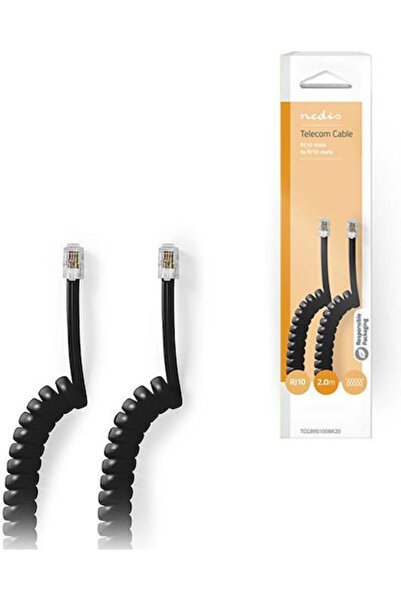 Nedis Σπιράλ Καλώδιο Τηλεφώνου RJ11 6P4C 2μ Μαύρο (TCGB90100BK20)