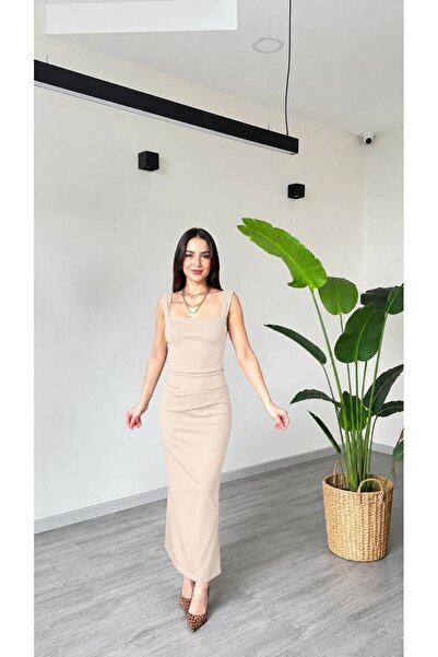 ÇEÇİM Ženska midi haljina bez leđa sa detaljima proreza
