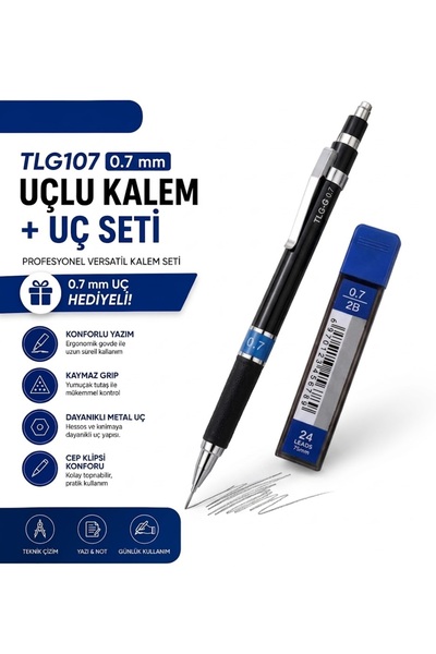 PENAC TLG 107 0.7 mm Uçlu Kalem Seti 0.7 Uç Hediyeli Versatil Kalem Okul Ofis...