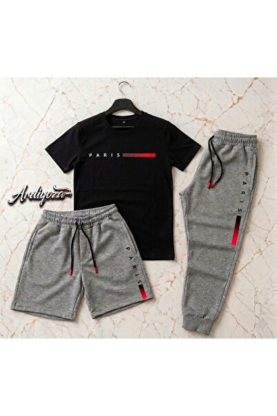 SILATU Paris Printed 3-Piece Tracksuit Set (Shorts-T-Shirt-Sweatpants)