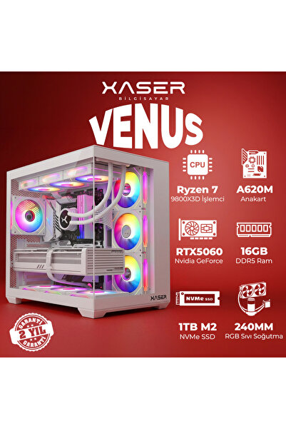 XASER Venus X110 Ryzen 7 9800X3D 16GB DDR5 Ram 1TB M.2 NVMe SSD 8GB RTX5060 S...