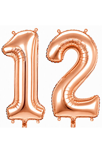 BeySüS 12 Pieces of Rose Gold Color Foil Balloons (100 cm)