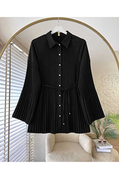 MODA VEDAT Kadın Pilise Detaylı Gömlek -0450