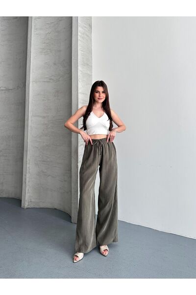 nurvina modest wear Letnje lepršave tencel pantalone sa elastičnim strukom i ...