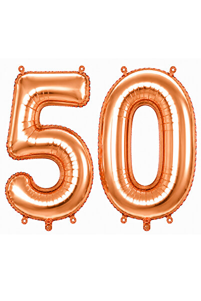 BeySüS 50 Foil Balloons in Rose Gold Color (100 cm)