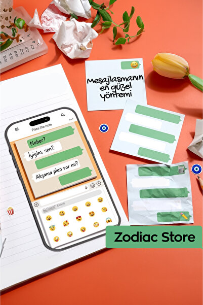 Zodiac Store Cep Defteri Mesajlaşma Temalı Bloknot ve Emoji Sticker Seti
