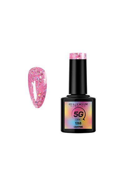 Elixir 5G GLITTER SEMI GEL (ΗΜΙΜΟΝΙΜΟ BΕΡΝΙΚΙ) - 1268 (LIGHTPink) 8ML