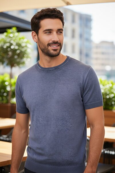 Mandala Tekstil Erkek Yıkamalı Basic Sıfır Yaka Yazlık Triko Tshirt