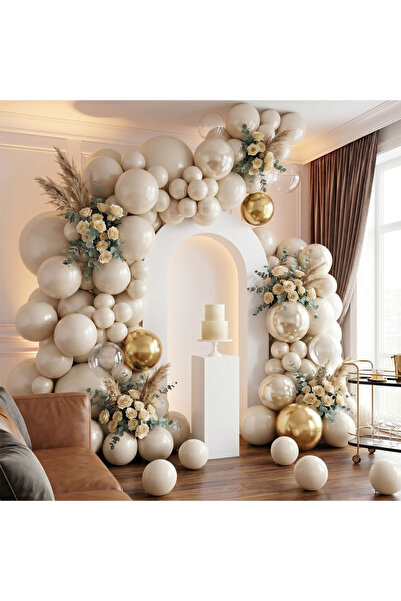 BeySüS Ivory Color Latex Metallic Balloon (30 cm) - 100 Pieces