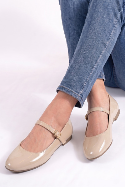 PİMORA ''Bi̇anca'' Round Toe Helmeted Flat Heeled Ballerinas New Season