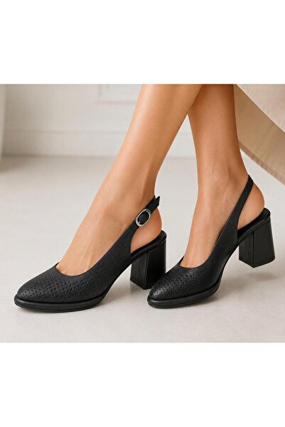 PAPUCUMUN DÜNYASI Women's Slingback Thick-Heeled Shoes
