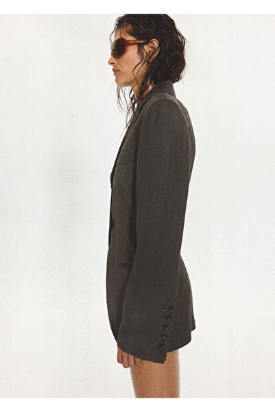MANGO Woman Bel hizasında kumaş blazer ceket