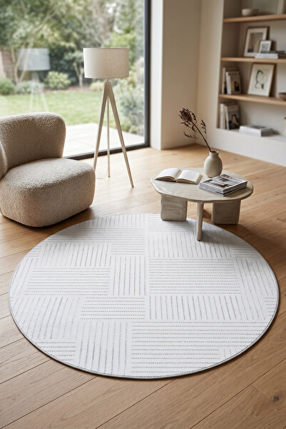 Bonny Home Modern Dekoratif Yuvarlak Salon Yatak Odası Halısı İskandinav Dese...