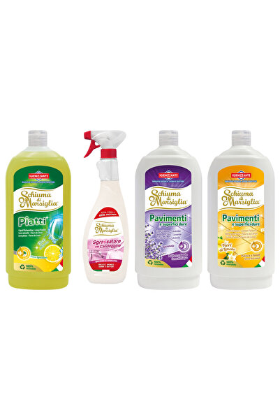 Schiuma di Marsiglia Pachet Detergent de vase Piatti Fiori di Limone 1 L + Sp...