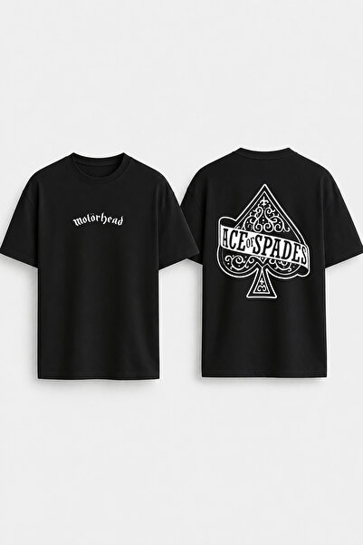 cesita تي شيرت أسود كبير الحجم مطبوع عليه Motörhead برقبة دائرية