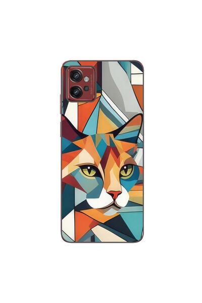 OEM Husa compatibila cu Motorola Moto G32 Silicon Gel Tpu Model Cubic Cat Art