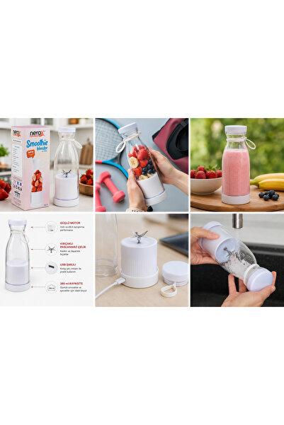 Derwell Nerox Şarjlı Smoothie Blender Matara 380 ML – Taşınabilir USB Şarjlı ...