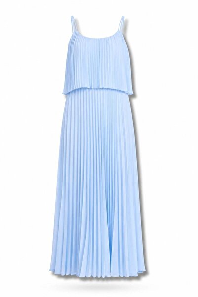 5in1Canpolat Baby Blue Πλισέ Φόρεμα σιφόν 00778