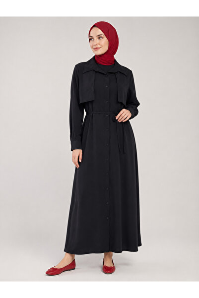 Foremia Aller Detailed Patched Dress-Black