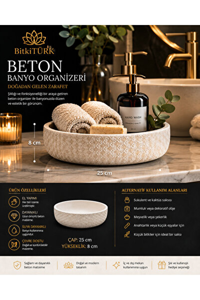 BitkiTÜRK 🛁 Beton Banyo Organizeri | Havlu ve Sabun Düzenleyici | Dekoratif ...