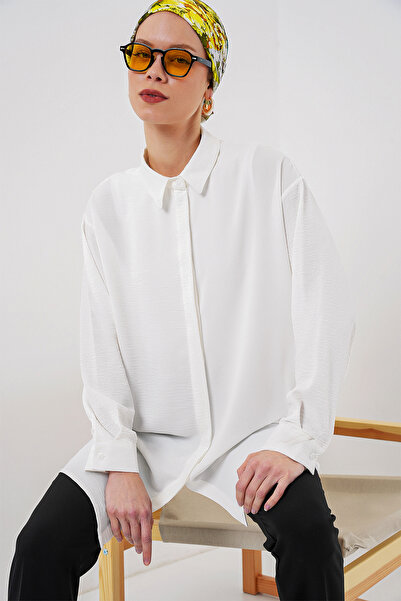 Merterium Women's Long Shirt Tunic 1489 - White