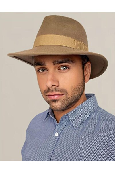 Confortino Men's luxury felt hat - Made in ROMANIA - Light Brown hat, medium ...