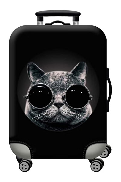 TAPIT Thick, stylish elasticated cat-print luggage cover; hard-wearing and ma...