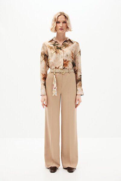shnwomen Bej Kemerli Pantolon