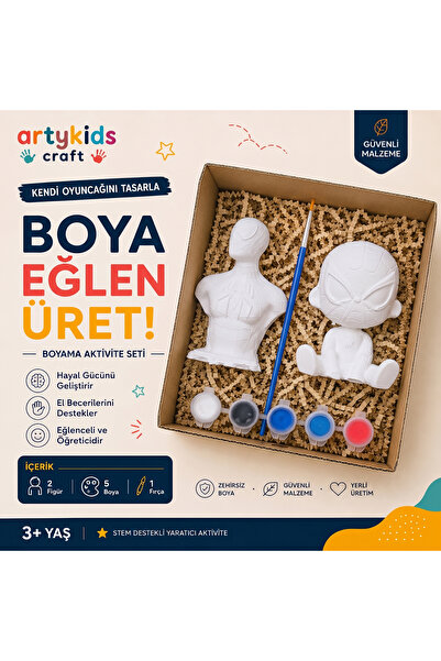 ArtyKids Craft Taş Tozu Boyama Kiti // Süper Kahraman Set 8 // Aile - Çocuk A...