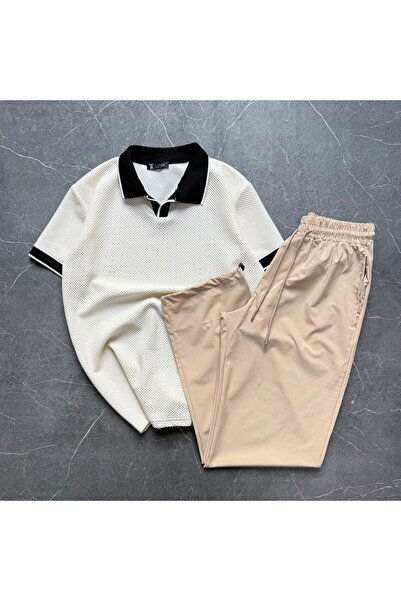 Combineman35 Comfortable Fit Lace-Up Tracksuit and Men's Polo Collar Honeycom...