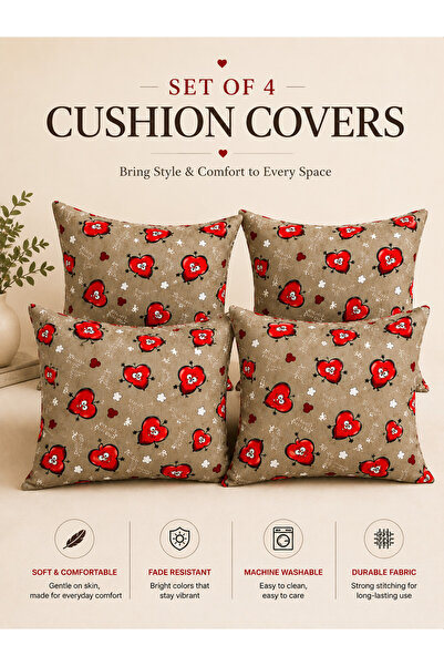 zeetwo 4-Piece Cotton Printed Cushion Cover Set – Soft Breathable Decorative ...