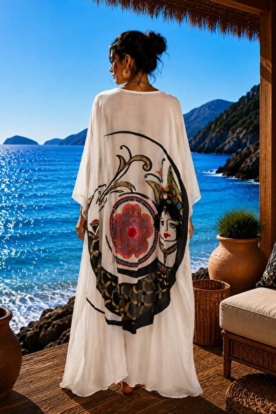 yb yağmur butik Persian Rose Pattern Raw Kimono