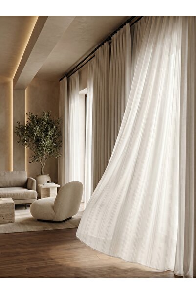 ArasyaHome Ivory Curtain with Fine Cotton Fine Textured and Elegant Pattern