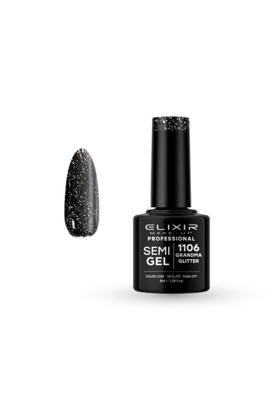 Elixir SEMI GEL (ΗΜΙΜΟΝΙΜΟ ΒΕΡΝΙΚΙ) - 1106 (GRANDMA GLITTER) 8ML