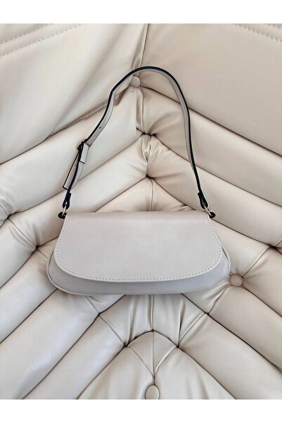 minebag Cover Detailed Mini Baguette Women's Shoulder Bag Betty Cream