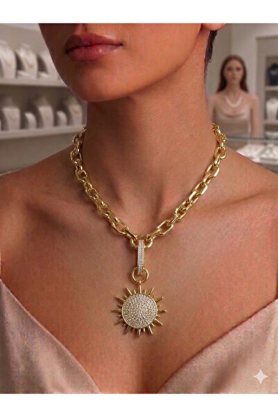 Pırıltı Bujiteri Sun Model Anti-Tarnish Steel Necklace