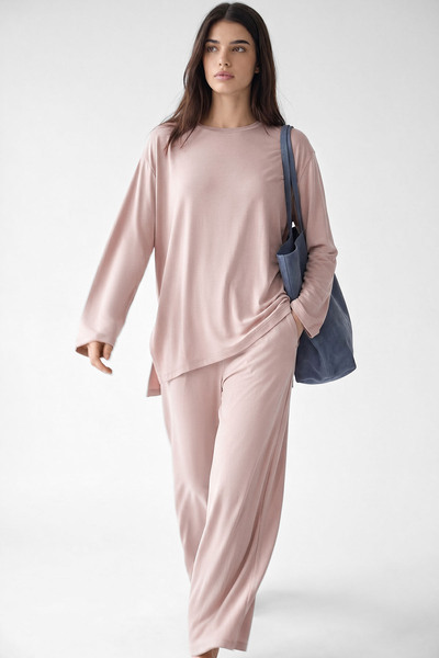 Hooopstore Modal-Containing Comfortable Cut Powder Trousers Set