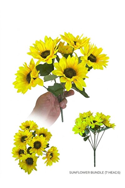 DDTREND 7 Dallı Yapay Ayçiceği Demeti Gerçek Görünümlü ( Çiçek Çapı 8 cm Toplam uzunluk 40 cm )