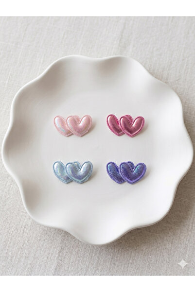Jeevee Set of 4 Heart-Shaped Glitter Hair Clips for Babies - Baby Hair Access...