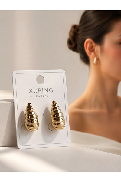 XUPING JEWELRY Xuping 14K Altın Kaplama Deniz Kabuğu Tasarım Kadın Küpe