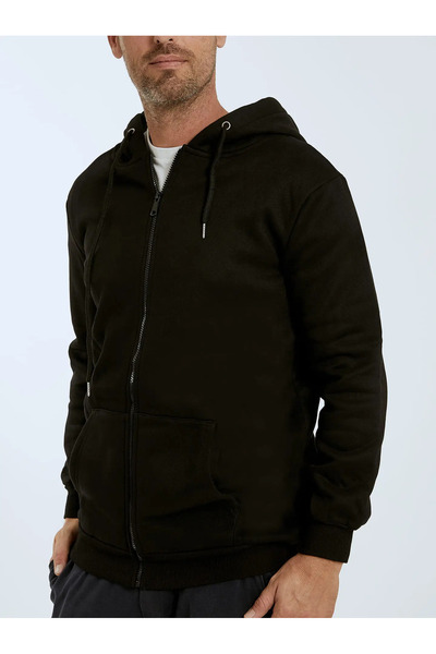 Zago Unisex ζακέτα σε μαύρο χρώμα και κανονική γραμμή. 100% βαμβάκι — S