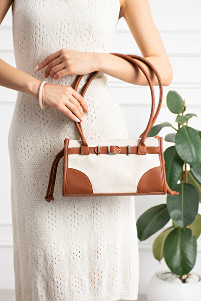 Valu Accessorize Women's Belt Detailed Linen Daily Hand and Shoulder Bag Lina