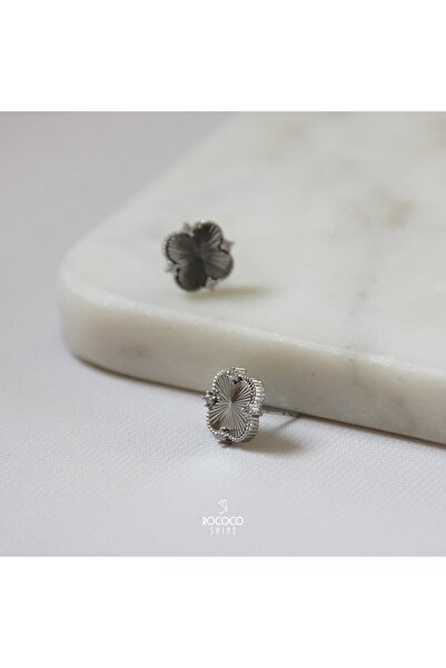 Rococo Shine Silver Taşlı Yonca Küpe