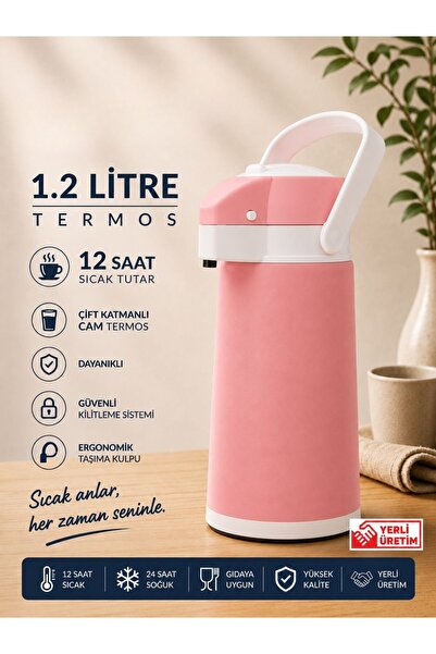 Galeriyo 1.2 Litre Su Termosu Çay Termosu Piknik Termosu Pembe