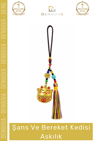 Denguva #Askılık Maneki Neko Altın Renk Araba Aynası Süsü Dekoratif Hediye Şa...