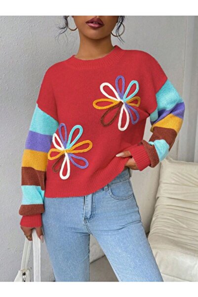 Iuliashop Pulover tricotat Denisa Rosu cu dungi multicolore - S