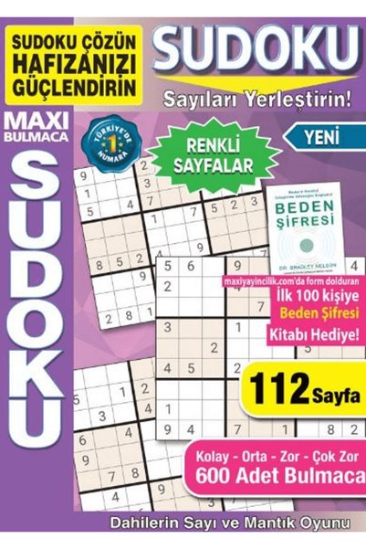 Maxi Yayıncılık Maxi Sudoku Bulmaca 26 / Bertan Kodamanoğlu / / 9772636877301