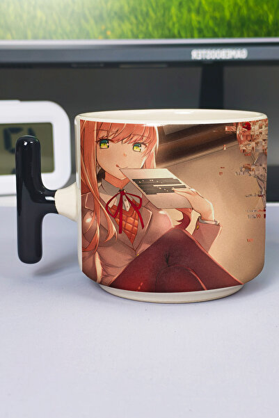 ZipZap كوب سيراميك فاخر مطبوع من DDLC (قطعة واحدة) بمقبض أسود خاص على شكل حرف...